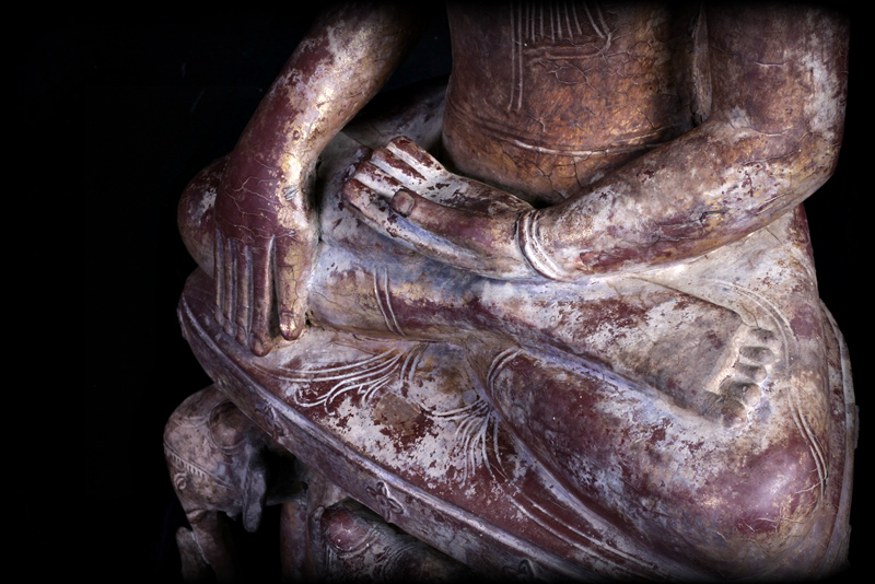Extremely Rare 18C Wood Burma Shan Buddha #A034